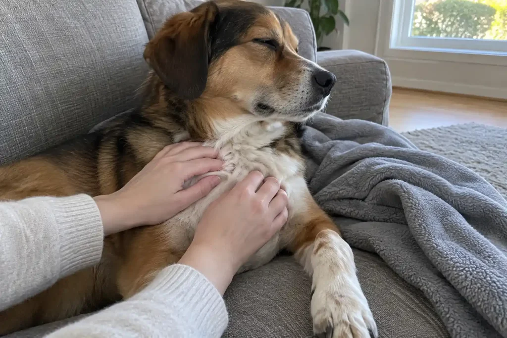 Hundens stresslindrande: Hur du hjälper din hund att känna sig lugnare med mjuk beröring i soffan